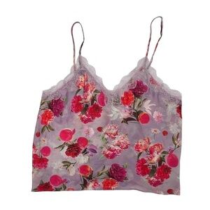 Victoria’s Secret Purple Pink Floral Lace V-Neck Camisole Size XL Women’s